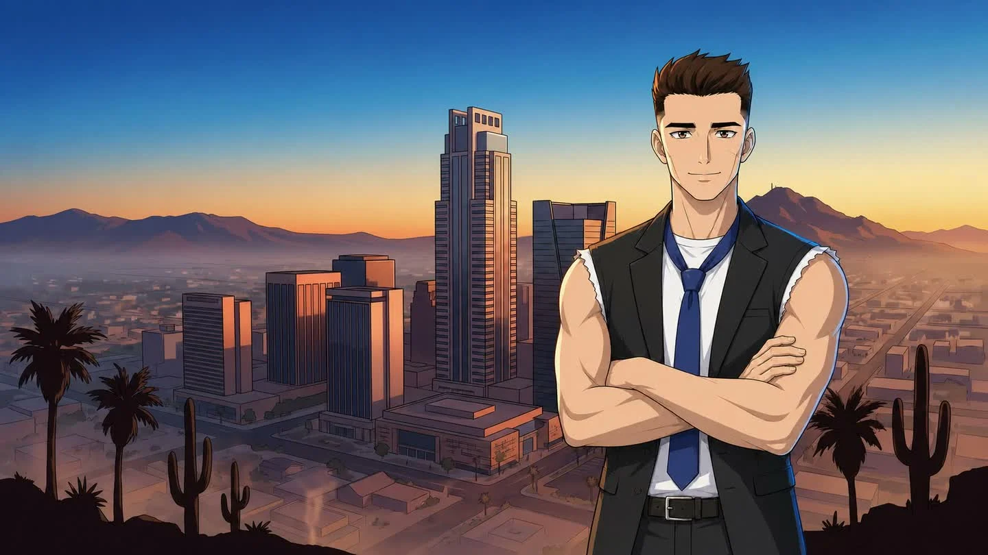 The T-Shirt Lawyer overlooking Phoenix at sunset